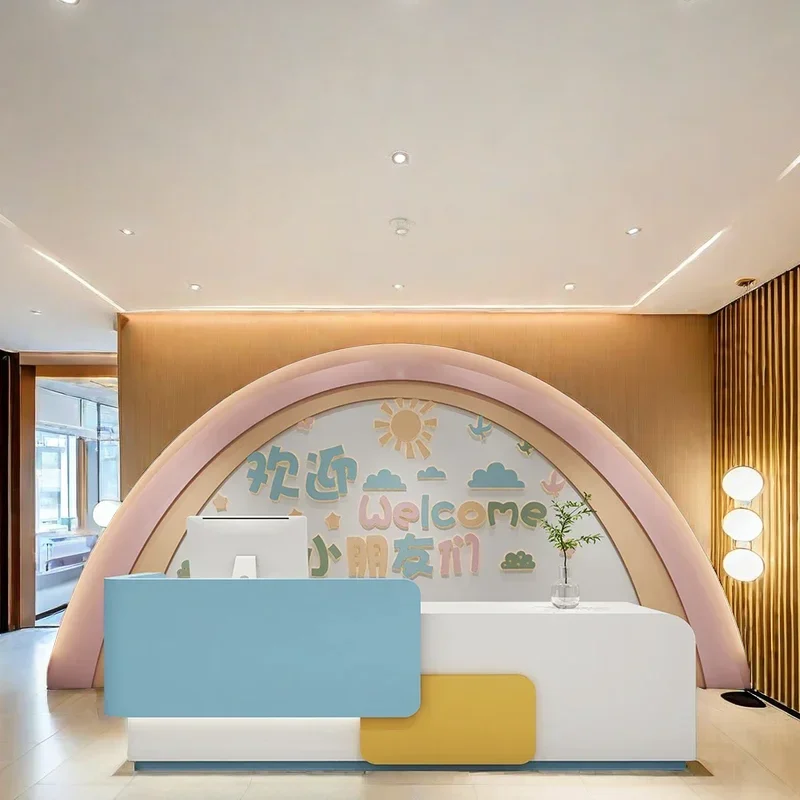 

Aesthetic Reception Furniture Front Desk Counter Clothes Modern Luxury Bar Office Secretary Receptie Atelier Customer Center