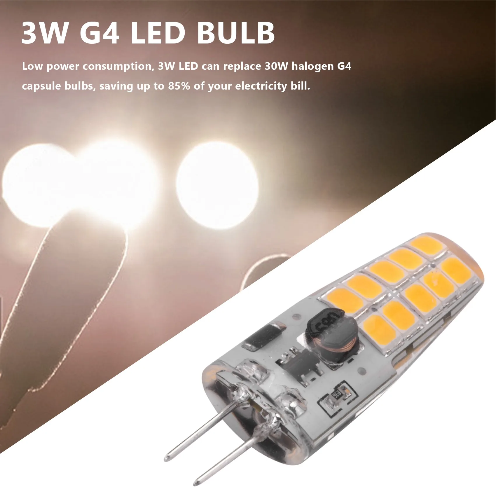 10 Uds bombilla LED G4 AC/DC12V-24V 3W luz LED G4 20LED 360 ángulo de haz de luz 2835SMD reemplazar lámpara halógena de 30W, blanco cálido