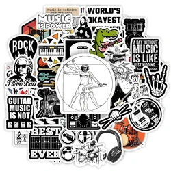 Music Band Rock Roll Stickers Guitar Bass Drum DIY Kids Toy Gift for Phones Laptops Bottles Luggage Decorative Waterproof Decal