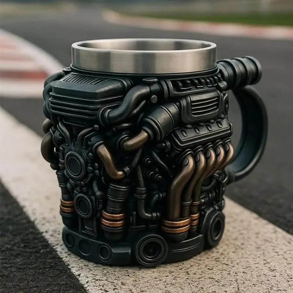 Engine Block Coffee Cup Resin Coffee Cup Handmade Engine Block Coffee Mug Capacity Tea Cup Artistic Car Enthusiasts for Home