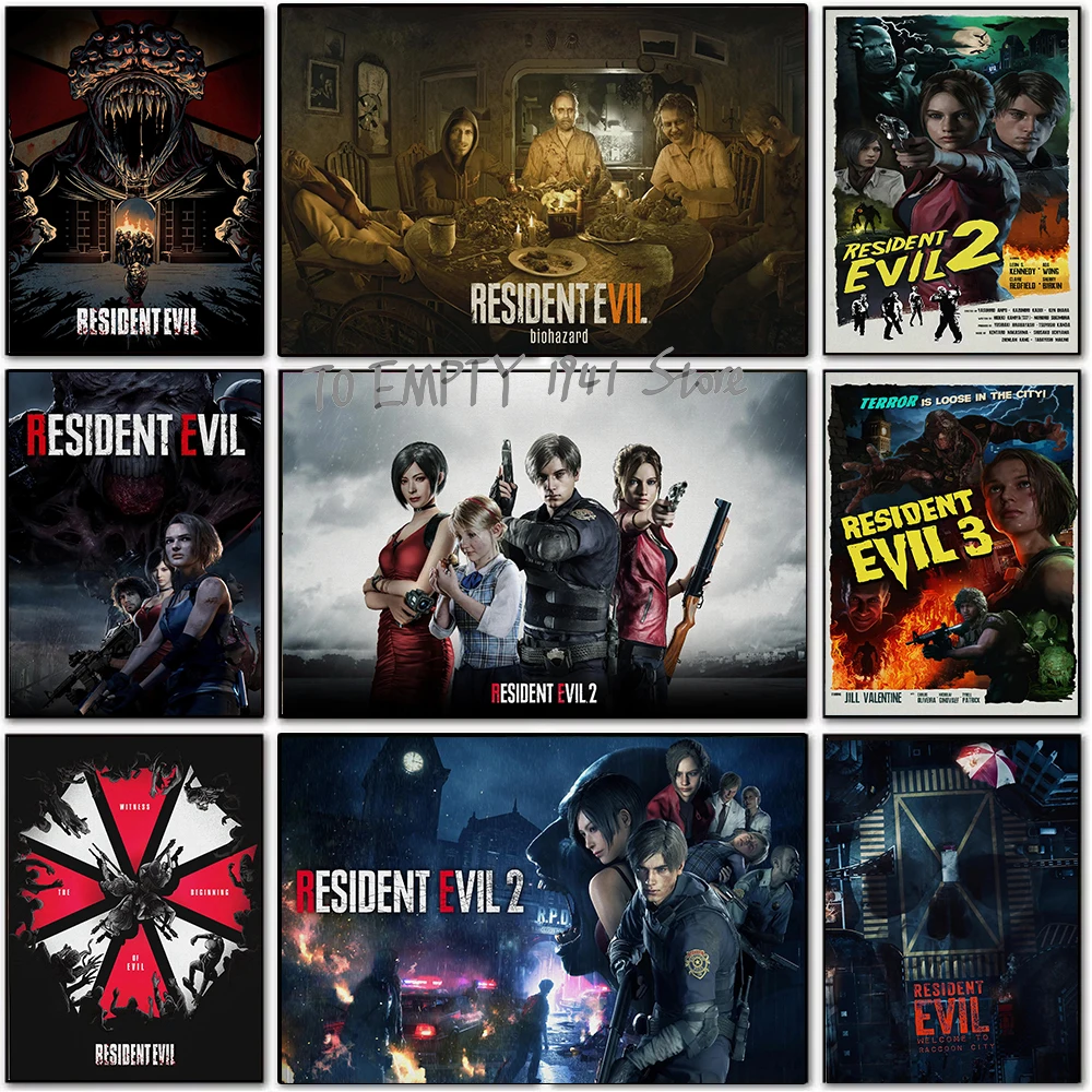Classic R-esident E-E-vil  1 2 3 Series Video Game Horror Gaming Game Characters Poster Canvas Painting Wall Pictures Home Decor