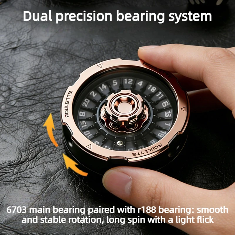 SJYEDC Heavenly Secret Dice Black Gold Decision Turntable Rotating Mechanical Metal Fidget Spinner Desktop Decompression Toy