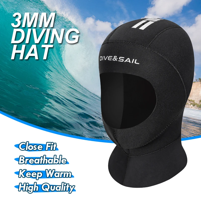 Unisex 3mm Neoprene Diving Hat Winter Coldproof Wetsuits Head Cover Professional Antiskid Sunproof Swimming Cap for Water Sports