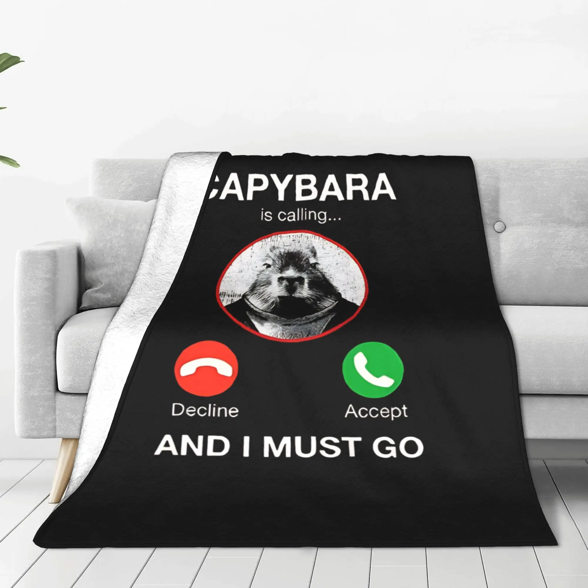 1PC Home Cute Room Decor Capybara Is Calling Blanket Throw Blanket Capybara Novelty Warm Blanket All Season