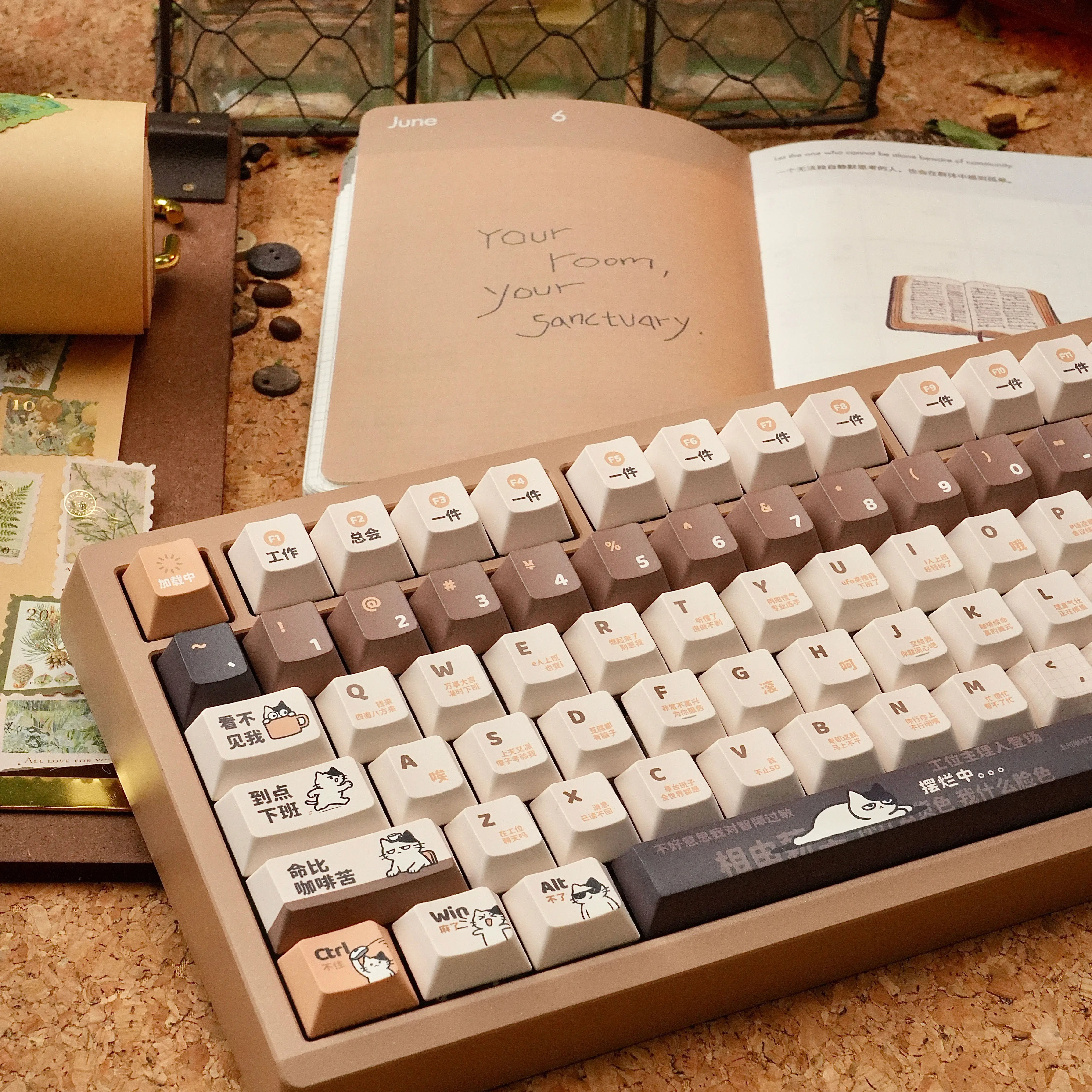 

120 клавиш PBT с милым котиком, кейкапы Cherry, подарок для механической клавиатуры с сублимационной печатью для Made68 Mad68 Wooting 60