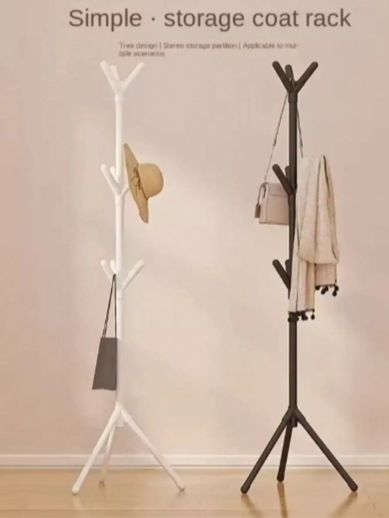 ミニマリストフロアスタンドコートラック – 軽量シングルポールハット＆ガーメントハンガー