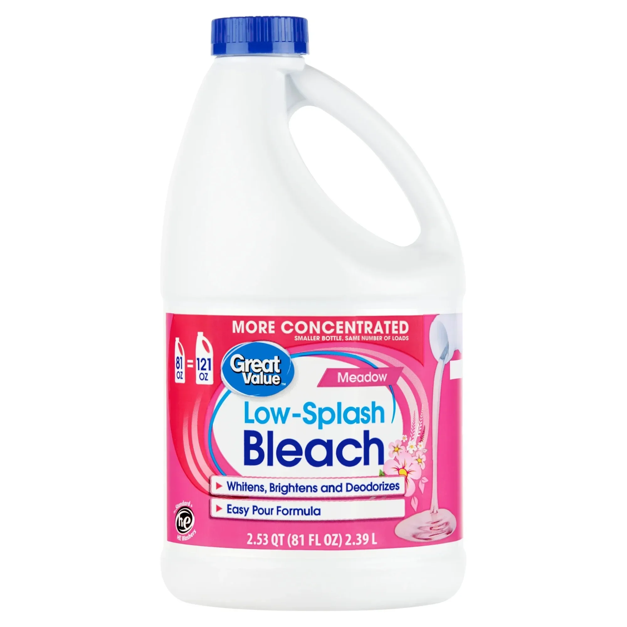 (3 pack) Low-Splash Bleach, Meadow Scent, 81 fl oz