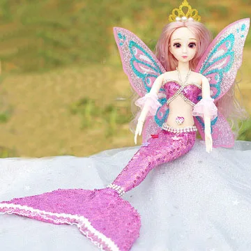 New 40cm Princess Doll 3D Eyes Mermaid Doll Set Articulated Removable Fashion Dressable Girl Toy Birthday Gift