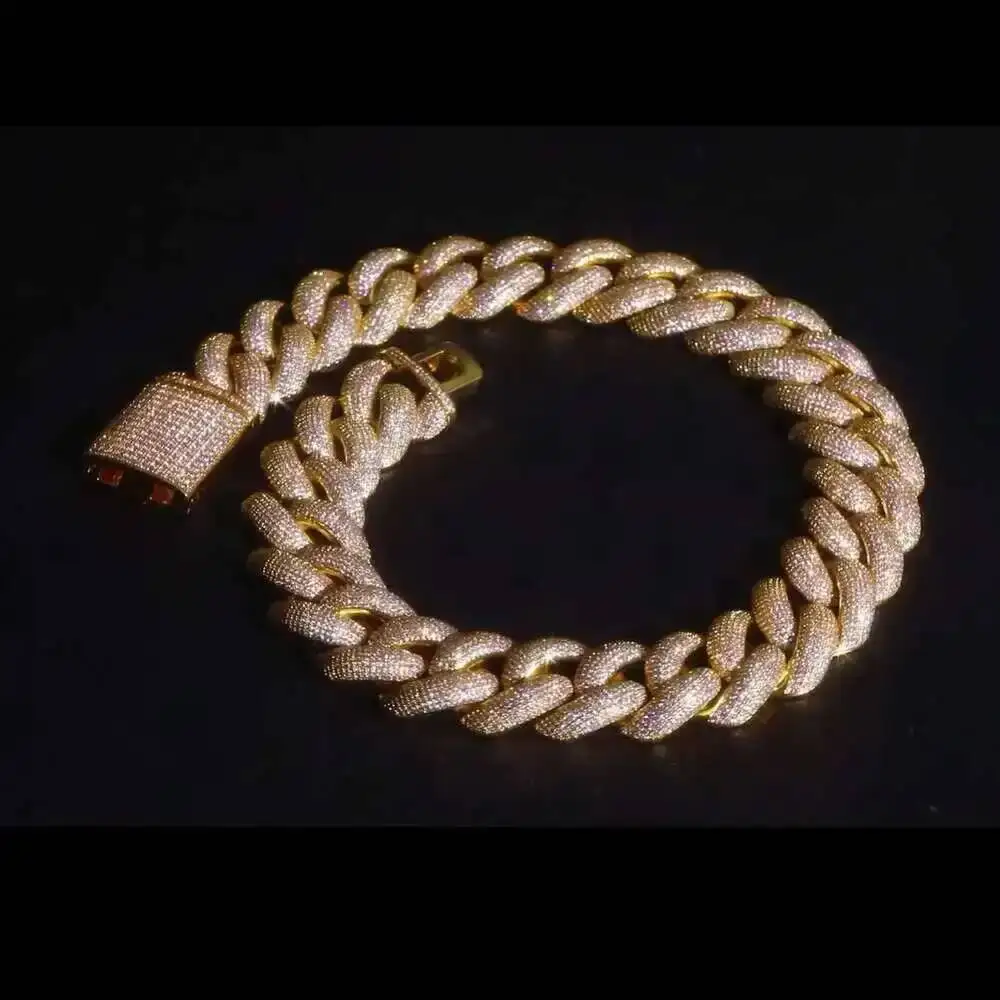 

Винтажные ювелирные изделия, серебро 925 пробы, пылающее 18-каратное PVD-позолоченное ожерелье с инкрустацией муассанитом, шарнирные ожерелья в стиле хип-хоп