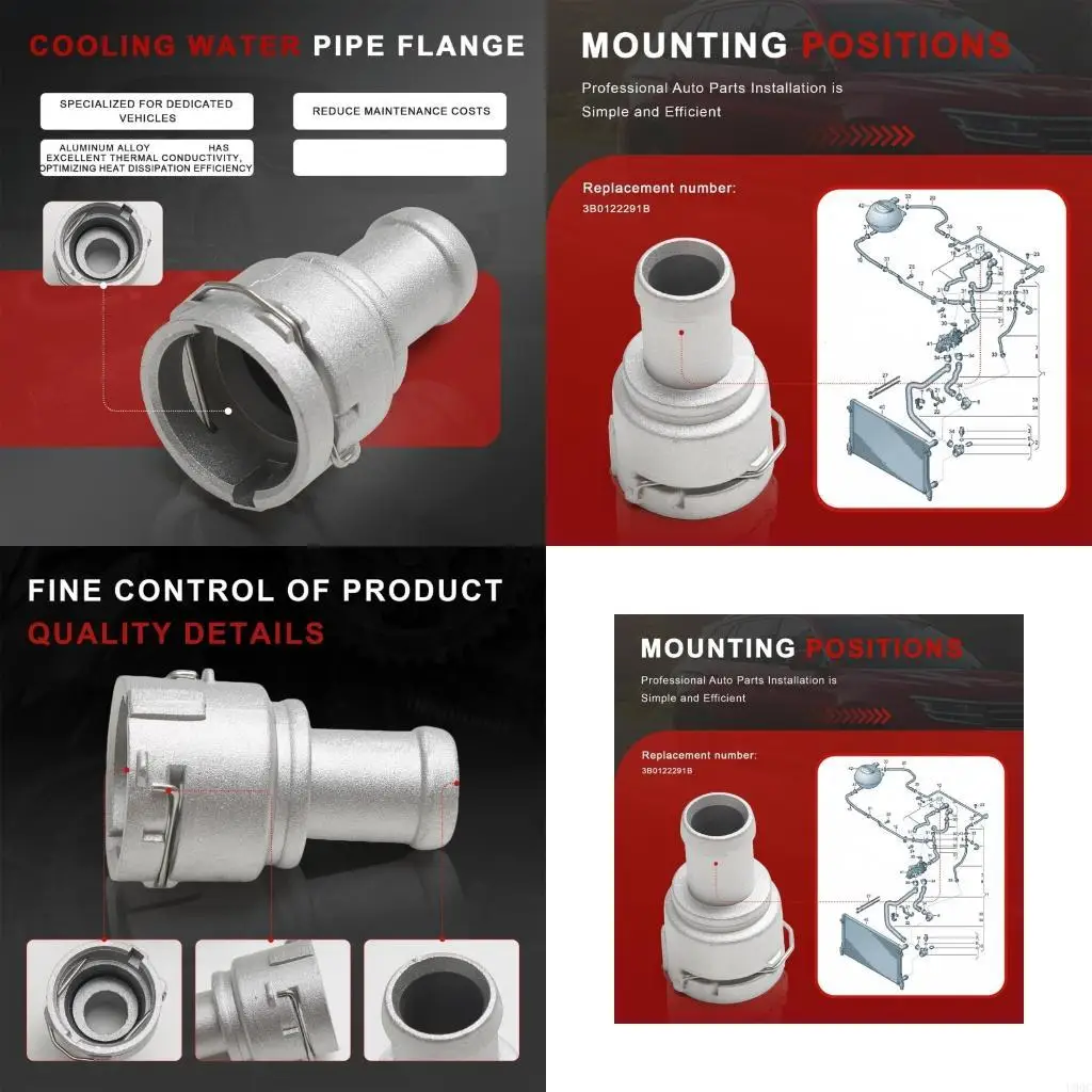 High Performances Aluminum Coolant Pipe Joint Fitting 3B0122291B Three Way Connector Tool Suitable for Multiple Vehicle New