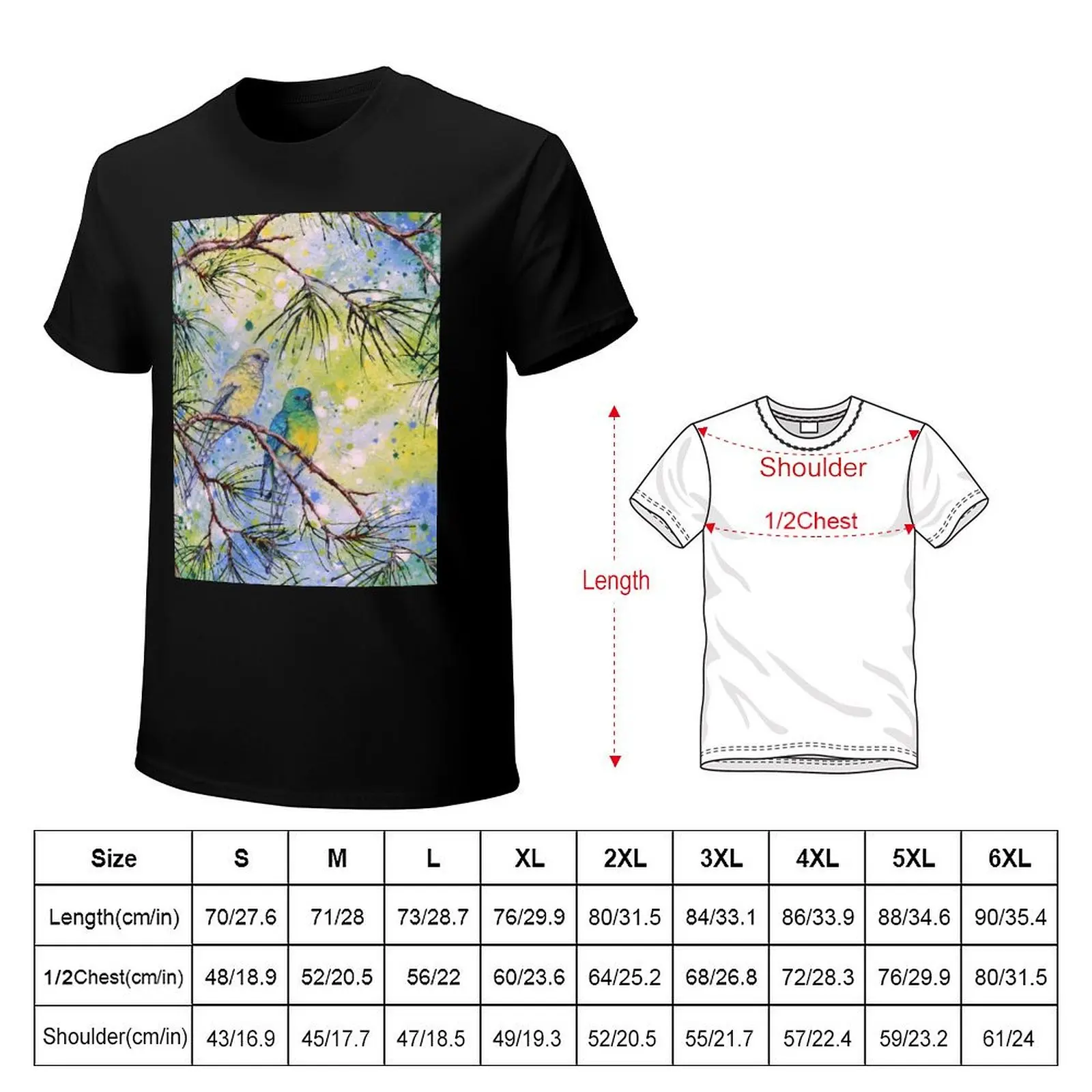 A Veiled Flame Red-Rumped Parrots T-Shirt Work Outdoor T-Shirt for Men