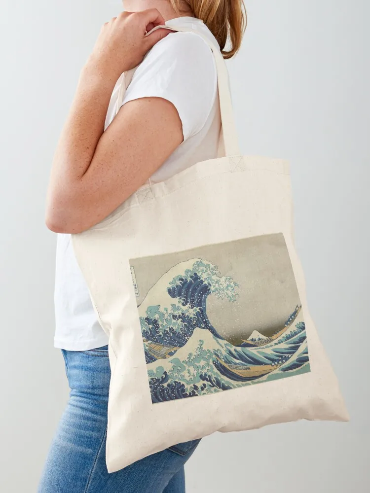 Great Wave T-Shirt - Hokusai Duvet Surfing Kanagawa Mount Fuji Sticker Tote Bag personalized tote bags for women