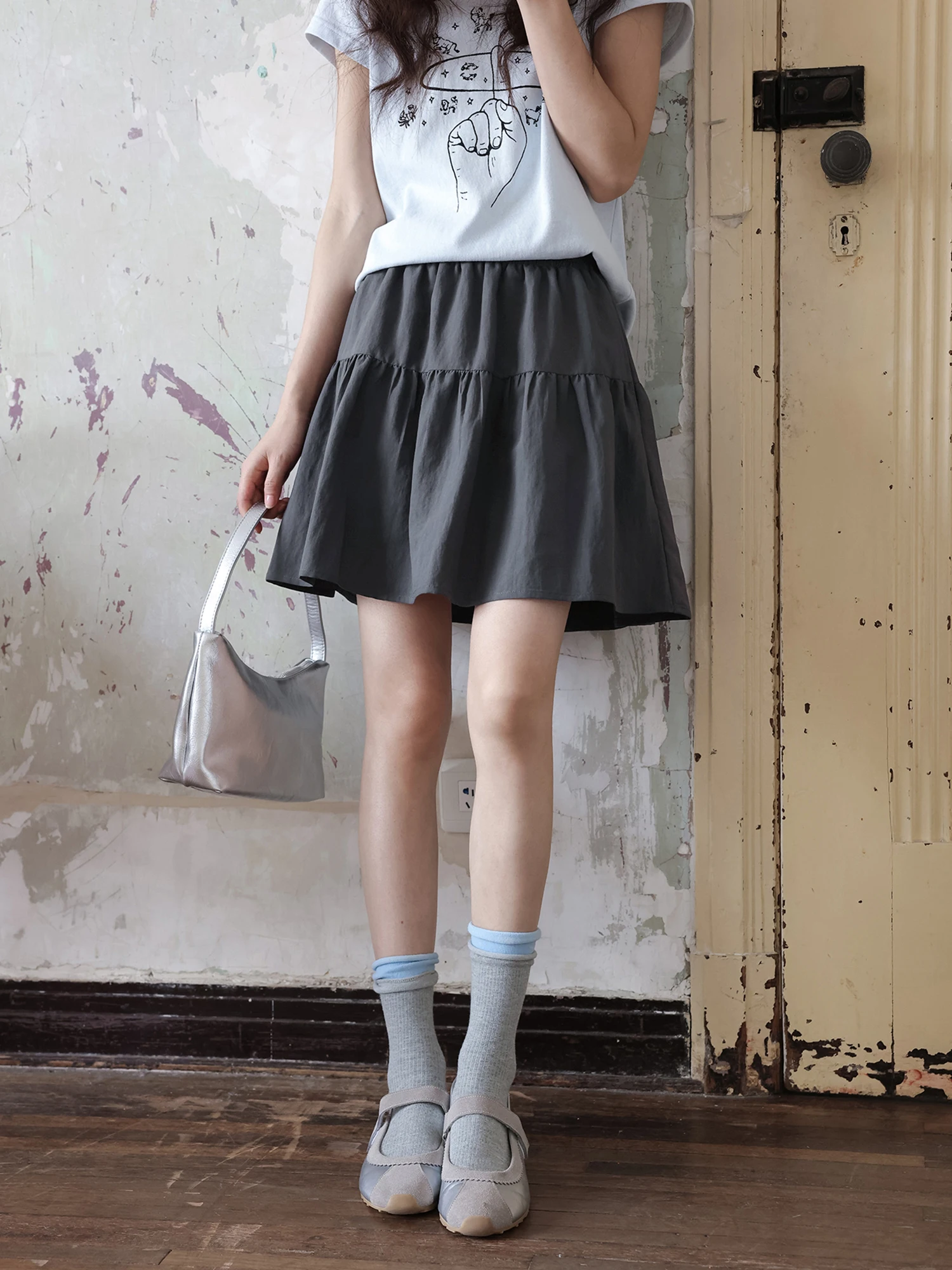 ballet-style-skirt-a-line-white-half-length-women-summer-grey-miu-wind-good-looking-skirts-high-waist-cotton-simple-style