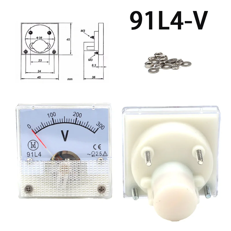 91L4 AC 0-150V 250V 300V 450V Analog Panel Volt Voltage Meter Voltmeter Gauge 91L4 AC 0-150V