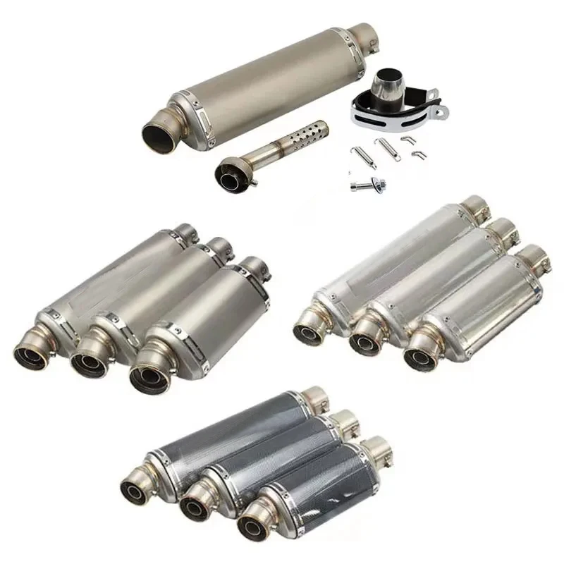 51mm Universal Motorcycle Exhaust Stainless Steel Muffler Escape 310 370 440 mm Pipe 100cc-1000cc ATV GP Scooter For fz6 pcx125 view 3