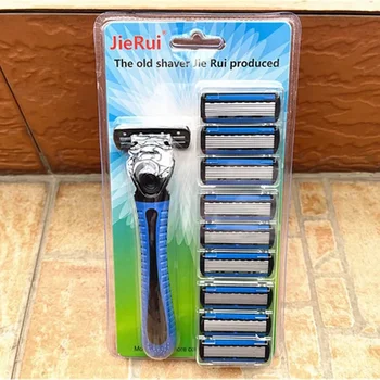 Navalha para homens, duplo lubrificado e precisão aparador, corpo e rosto cabelo remoção faca, 6 camadas, 9 lâminas