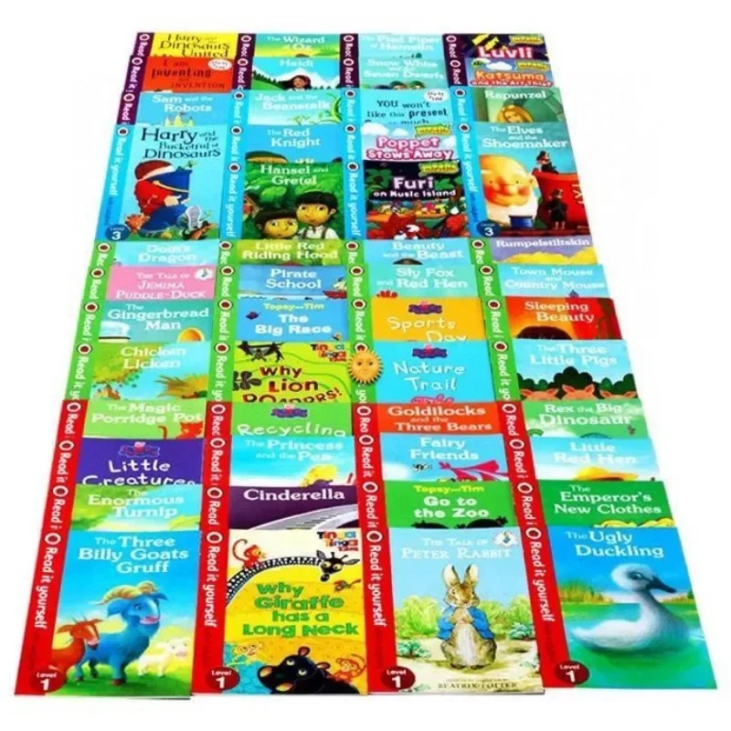 50 Books/Set Ladybird Read It Yourself Level 1 To Level 4 English Picture Story Books Level Reading Children Learning Textbook