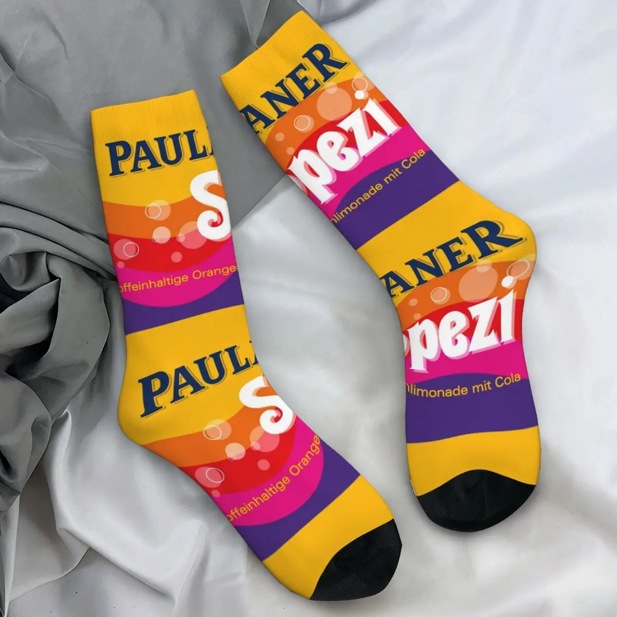 Paulaner Spezi Socks Germany Soda Drink Stockings Men Medium Soft Running Sports Socks Spring Printed Anti Bacterial Socks