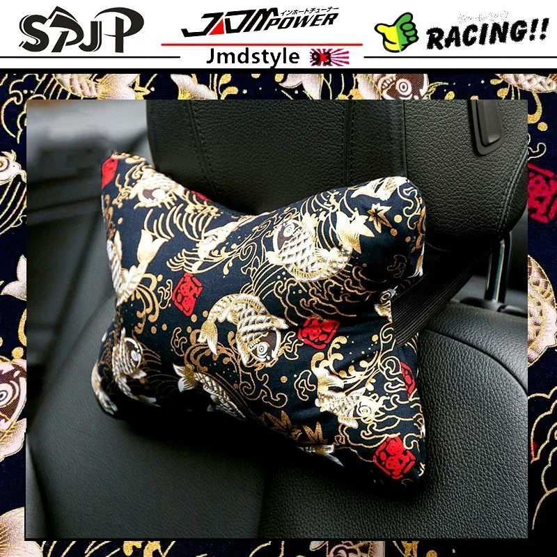 Car head pillow neck pillow JDM and wind day floating world painted four seasons universal car interior pillow car bone pillow