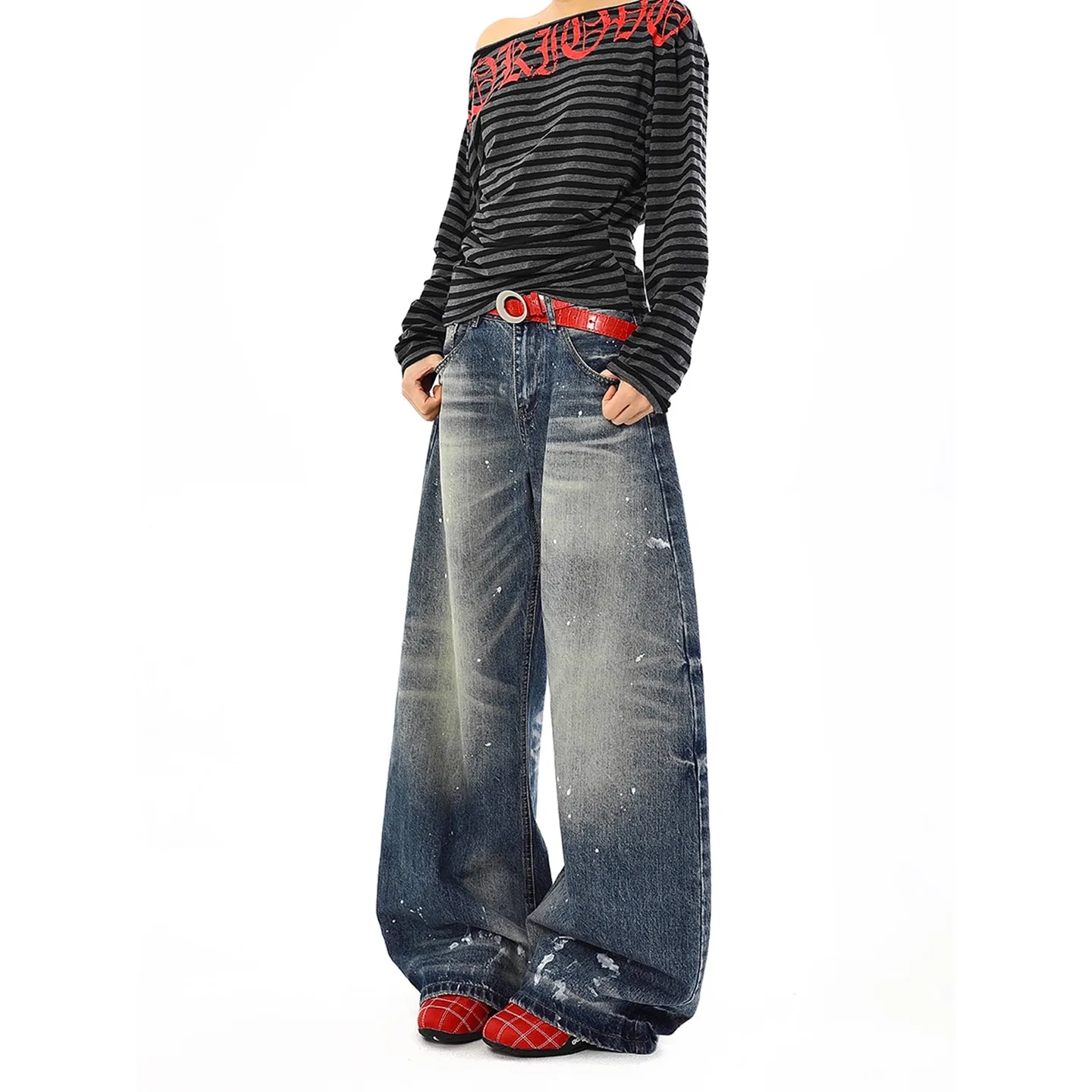 

Vintage Baggy High Waist Jeans Women Y2K Wide Leg Pants Oversized Harajuku Straight Leg Jeans