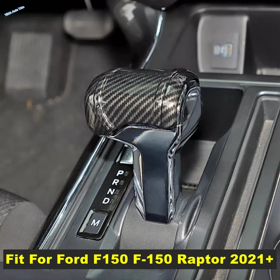 

Steering Wheel Button Frame Gear Head Knob Cover Trim For Ford F150 F-150 Raptor 2021 - 2023 Carbon Fibre Look Car Accessories