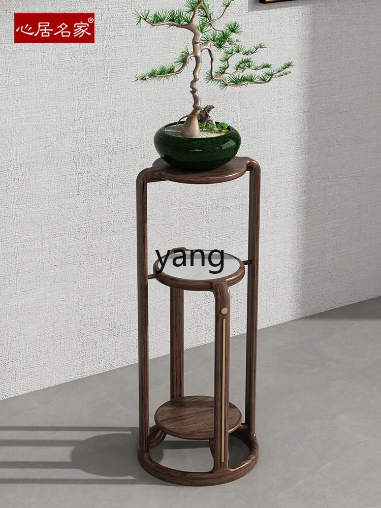 L'm'm New Chinese Style Solid Wood Flower Stand Ugyen Wood Living Room Furniture Flower Walnut Color