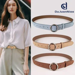 Frosted Suede Leather Women's Belt Cowhide Retro Simple and Fashionable Round Needle Buckle Casual Pants Jeans Belt
