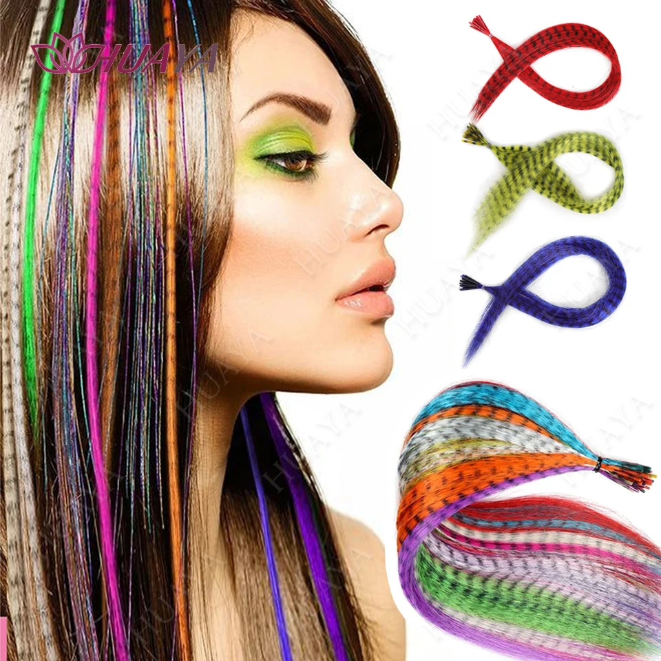 

Synthetic Feather Hair Extensions 16 Inches 10strands/pack Colored Hair Extensions Colorful Hair Feathers Extensions For Women