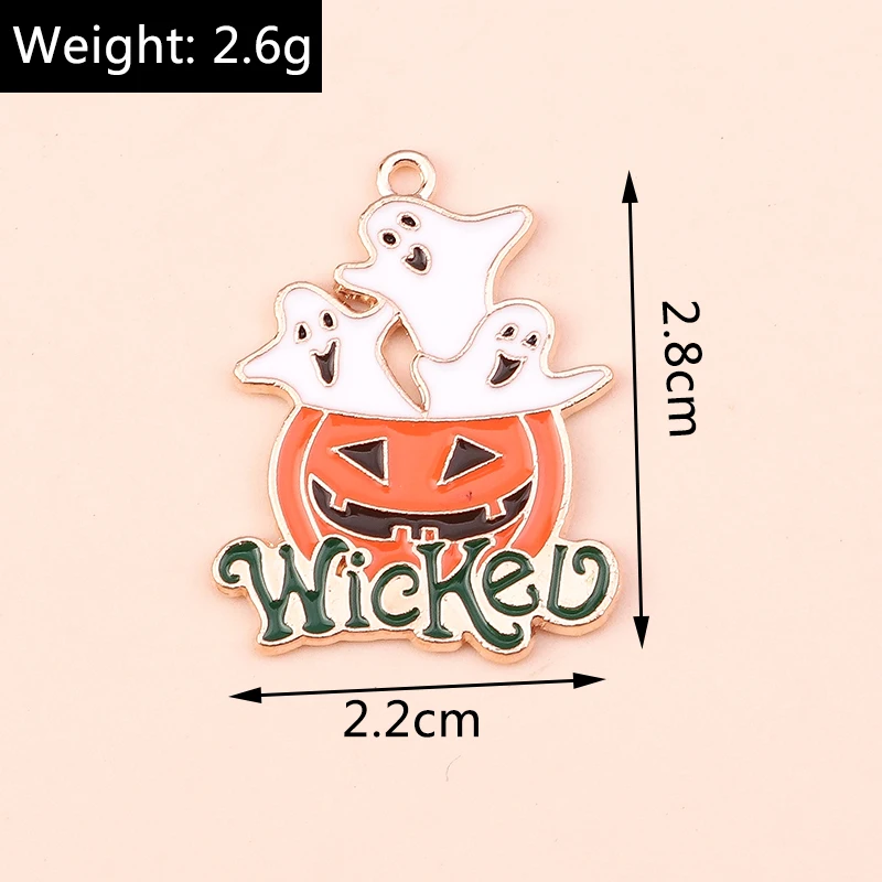10 teile/los Mix Emaille Halloween Geist Kürbis Fledermaus Charms Anhänger für Schmuck Machen Frauen Mode Ohrringe Halsketten Handwerk Geschenk – Detail 26