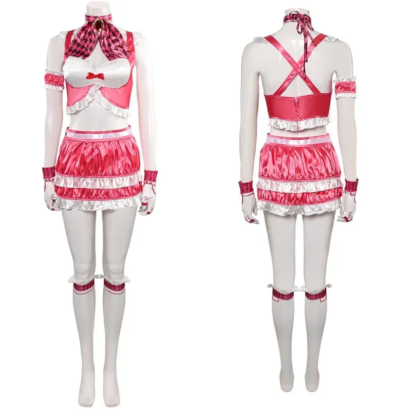 

25COSLili Cosplay Sexy Pink Costume Game Tekken8 Disguise Sweet Outfits Gloves Bow Tie Sock Short Skirts Full Set Clothing Hallo