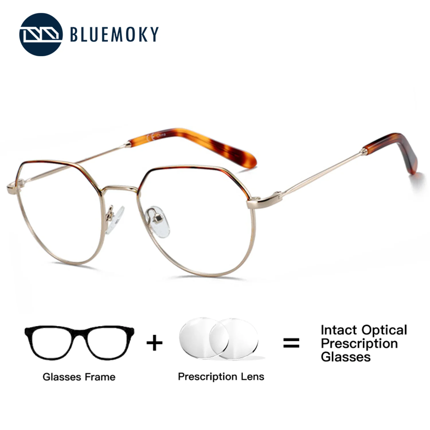 

BLUEMOKY металлические многоугольные очки по рецепту, женские оптические прогрессивные мультифокальные линзы для близорукости, очки синего света с рецептом