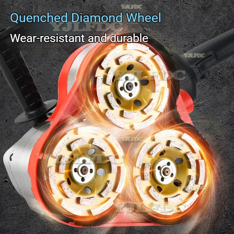 Handheld Three-Head Dust-Free Sanding Machine Concrete Grinder for Floor-to-Floor Concrete Surface Preparation 3000W