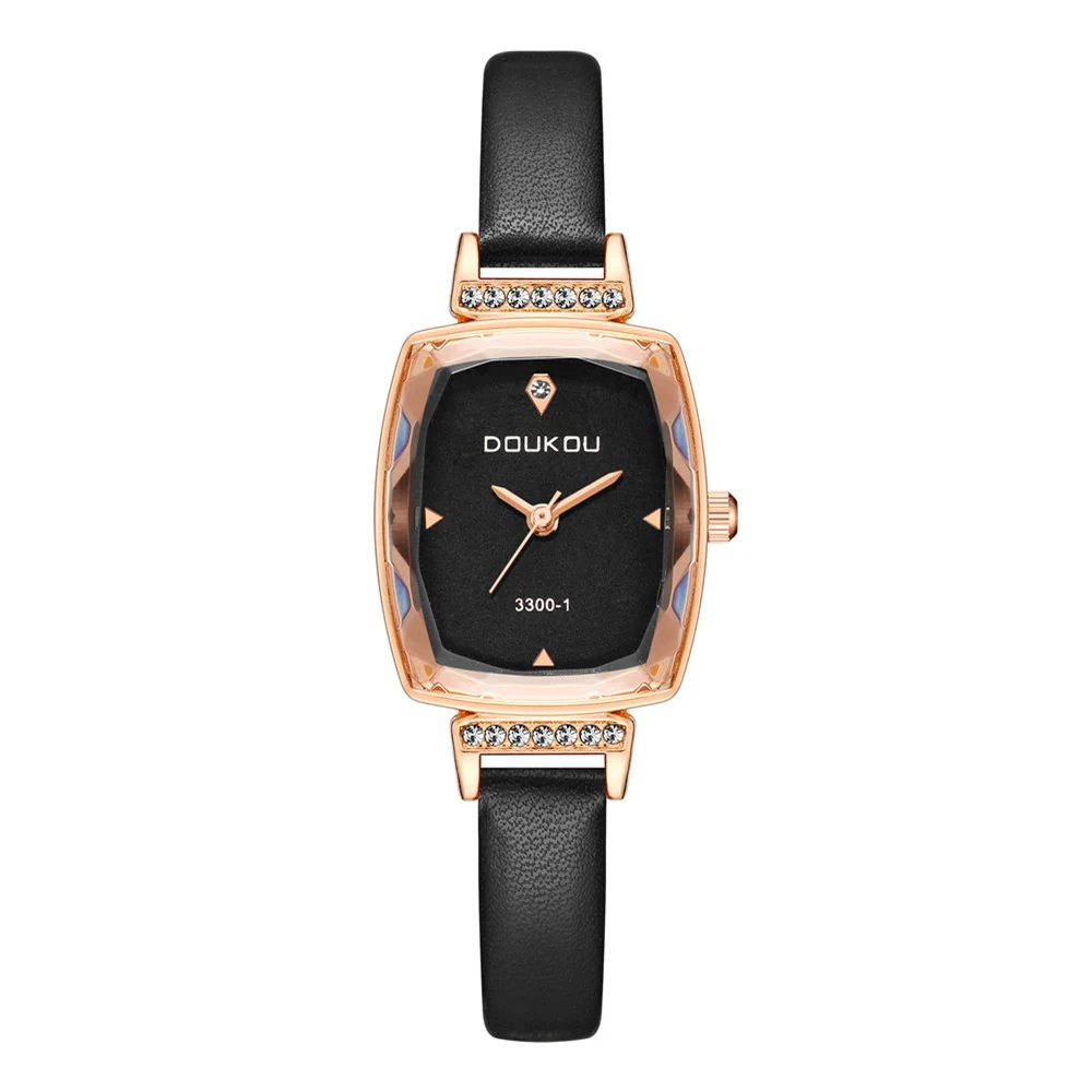 ساعة يد نسائية عصرية من الجلد كوارتز رفيعة من جلد البولي يوريثان