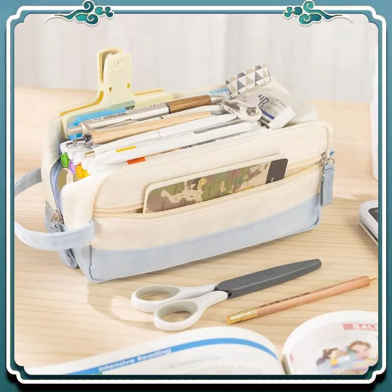 مقلمة ABSK-حقيبة أقلام رصاص ذات سعة كبيرة مع مقبض وحقيبة تنظيم ناعمة للفتيات المراهقات البالغات، أرجواني