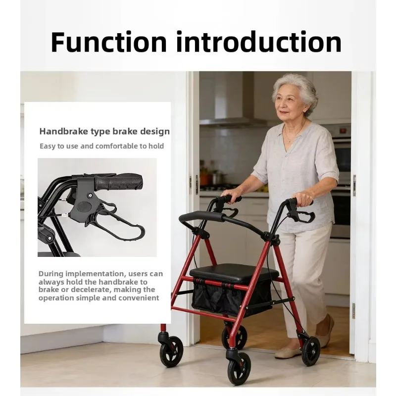 Certified walker with wheels and seat for the elderly, Class I