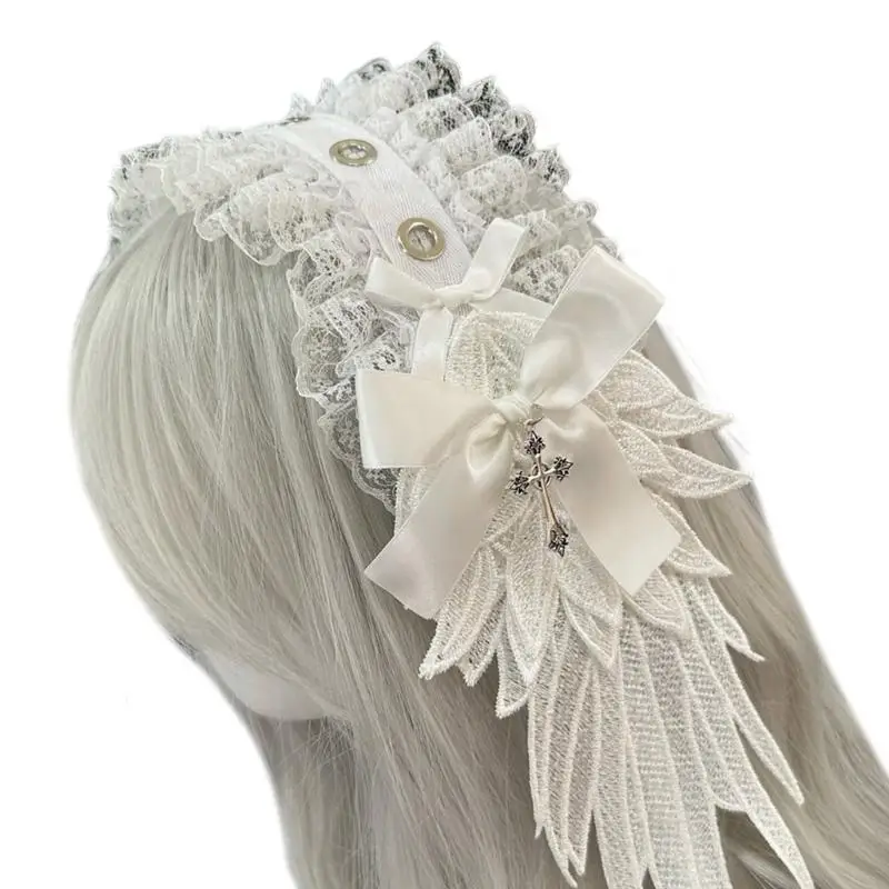 A52E Einzigartiges Flügel-Stirnband, bequemer Gothic-Punk-Kopfschmuck, stilvolles Haarband-Zubehör für alternative Modeliebhaber – Detail 3