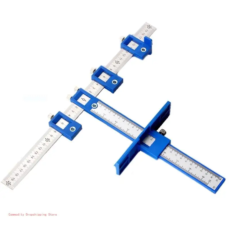 Drill Guide Ruler Multifunctional Positioning Hole Opener for Cabinet Door, Wardrobe Furniture Handle, Opening Locator