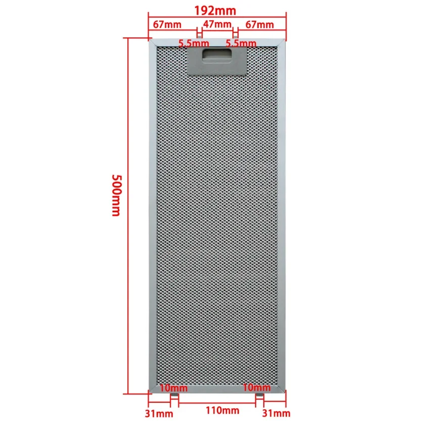 500x192mm Metal Grease Filter Five Layer Filtration Effective Grease for capture Lightweight Construction Easy Installation