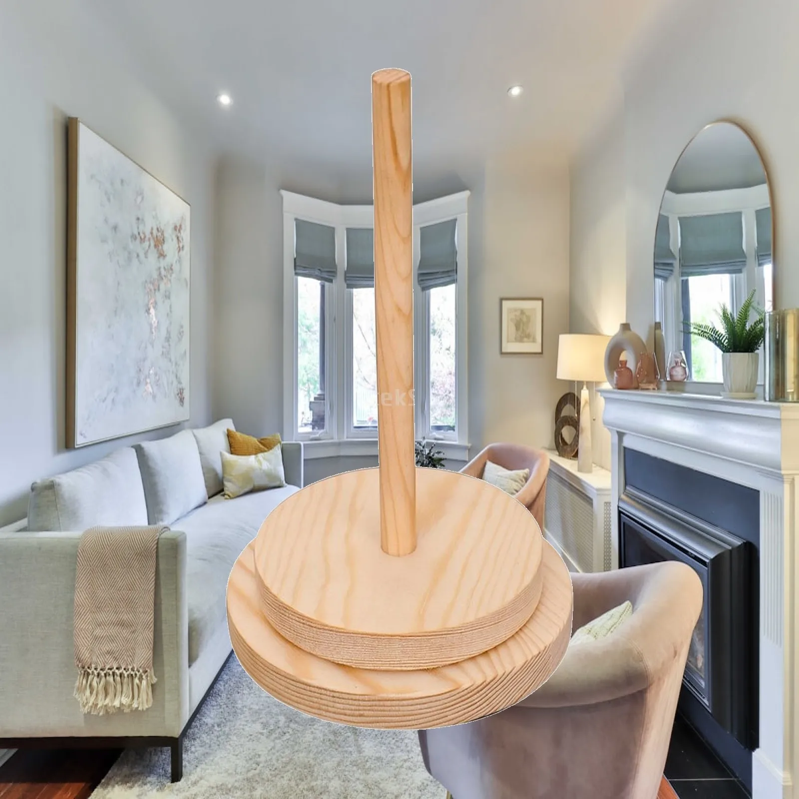 Solid Wood Yarn Holder Rotating Spindle for Crochet Knitting Thread Dispenser with Stable Base Craft Table