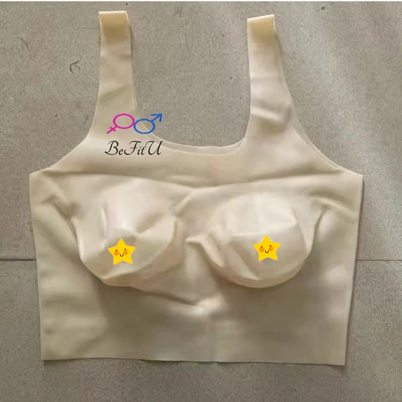 Latex Vest open hole sexy Underwear Seamless Bra Exotic Lingerie Top big cup