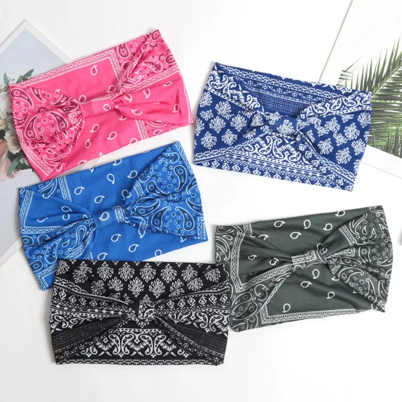 

Bohemian Wide Headbands Trendy Yoga Motion Hairpie Sweat-Absorbing Sweat Absorption and Elastic Ladies Headwear Hair Accessories