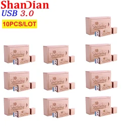 10PCS/LOT Photography Wooden USB 3.0 Flash Drive 4GB Pen Drives 64G Memory Stick 16G Wedding Box Gifts free logo pen drive 32gb