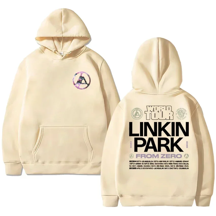 تي شيرت روك باند لينكين بارك من Zero World Tour Merch تي شيرت جديد للرجال والنساء Harajuku ملابس الشارع الشهير مع ملابس رياضية قطيفة