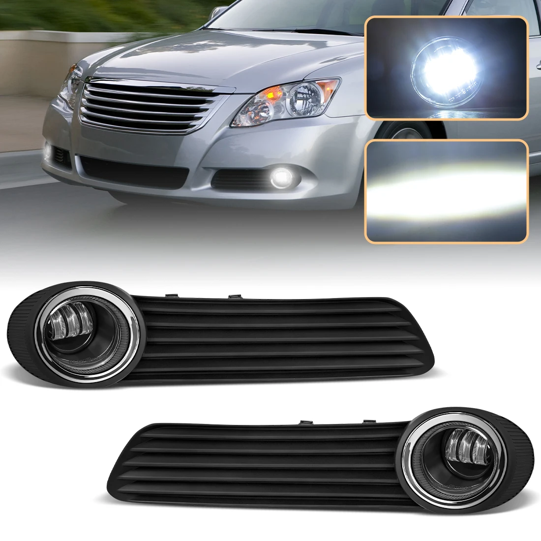 

Светодиодные противотуманные фары для Toyota Avalon 2008-2010, комплект противотуманных фар, дневные ходовые огни, передние фары для бампера, автомобильные аксессуары, 12В