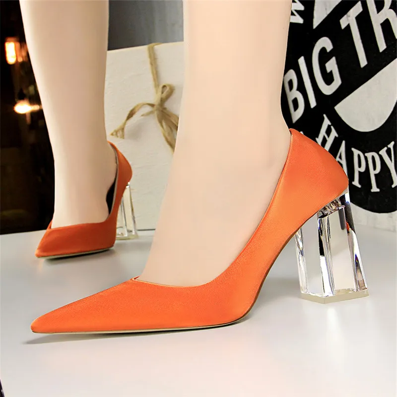 Women's High Heels Shoes Solid Silk Design Pointed Toe Pumps Women Super High Heel Ladies Shoes New Arrival