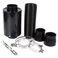 Carbon Fibre Cold Air Intake System 76mm Induction Pipe Hose Kit Universal Enclosed Filter High Flow Air Intake Accessories