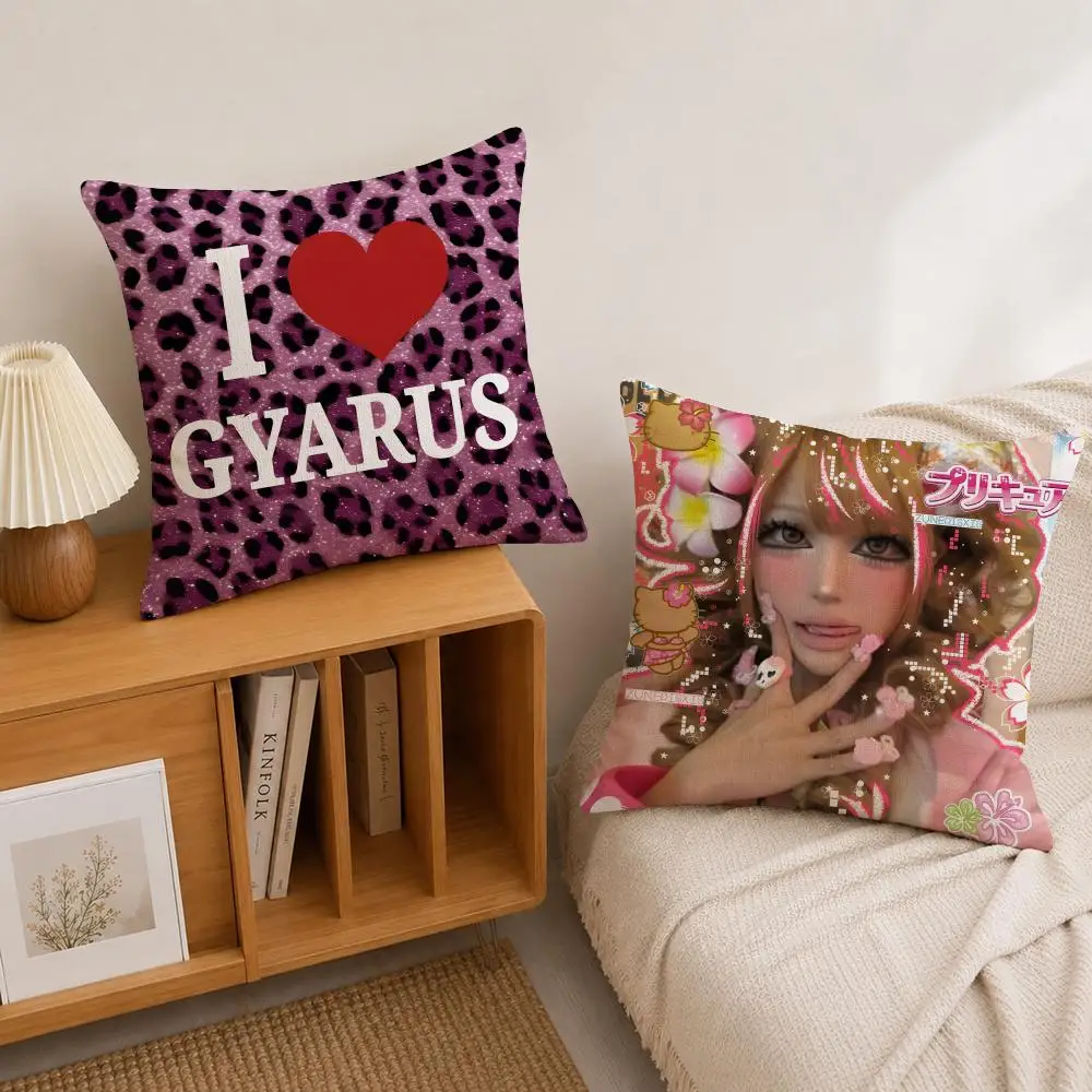 Fashion Gyaru Cushion Cover Natural Linen Pillowcase Set, All-in-One Decor for Sofa, Bedroom & Chair