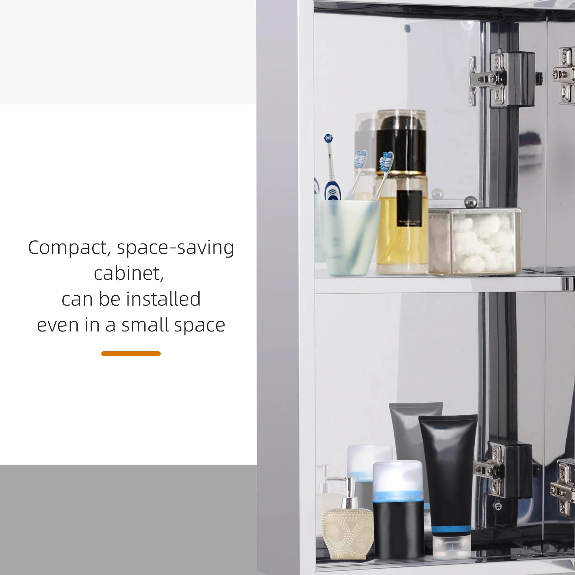 HOMCOM Wall Mounted Bathroom Mirror Glass Storage Cabinet Stainless Steel
