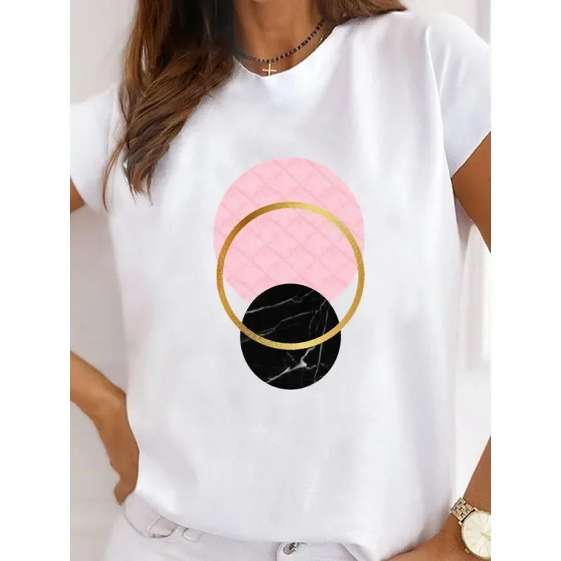 Geometric Fashion Letters Casual Women's T-shirt Aesthetic Clothes  Tops  Graphic T Shirts  Women Clothing