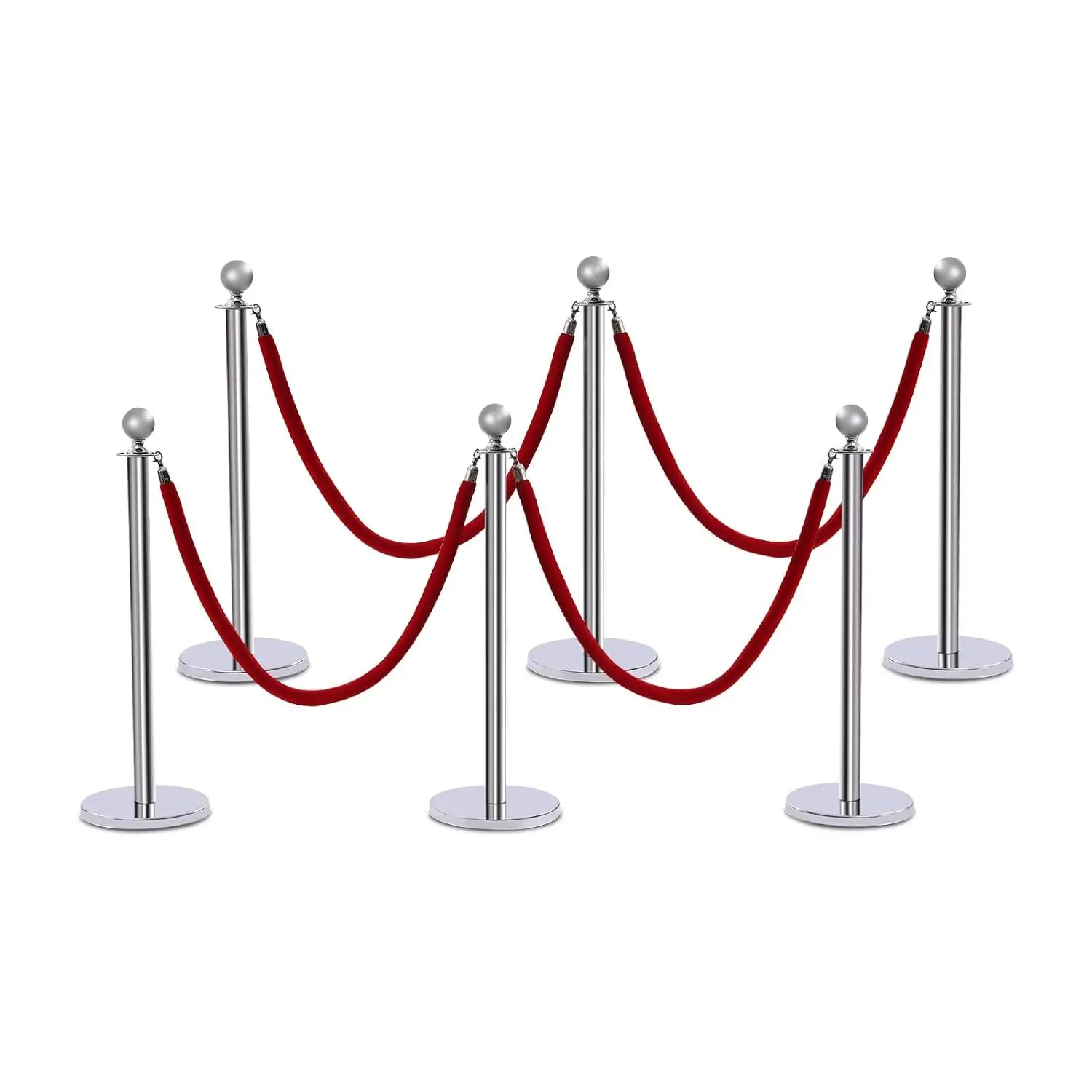 Post Queue,6-Pack Crowd Control Stanchion Stainless Steel Queue Barrier E Divider For Wedding, Museum, Party